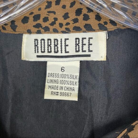 Vintage Robbie Bee Leopard Silk Button Front Maci Dress Sz 6 - Picture 4 of 8